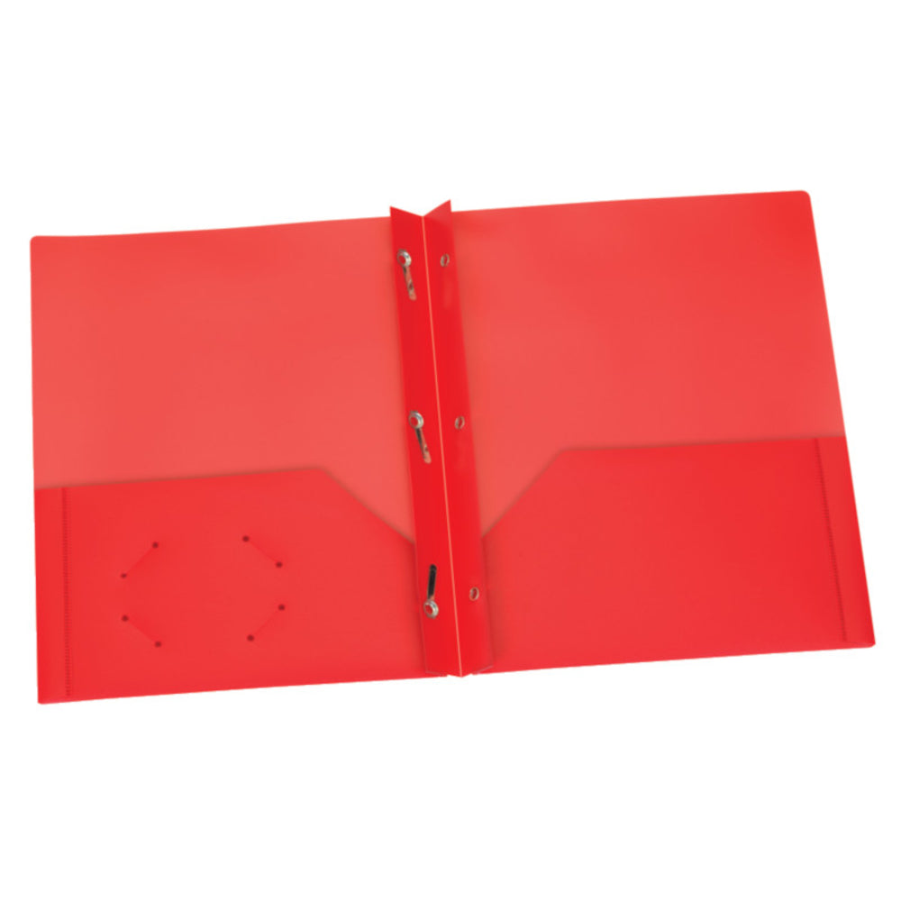 TOPS PRODUCTS ESS76025 Red Poly Two Pocket Portfolio Prongs Pack Of 25 Image 1