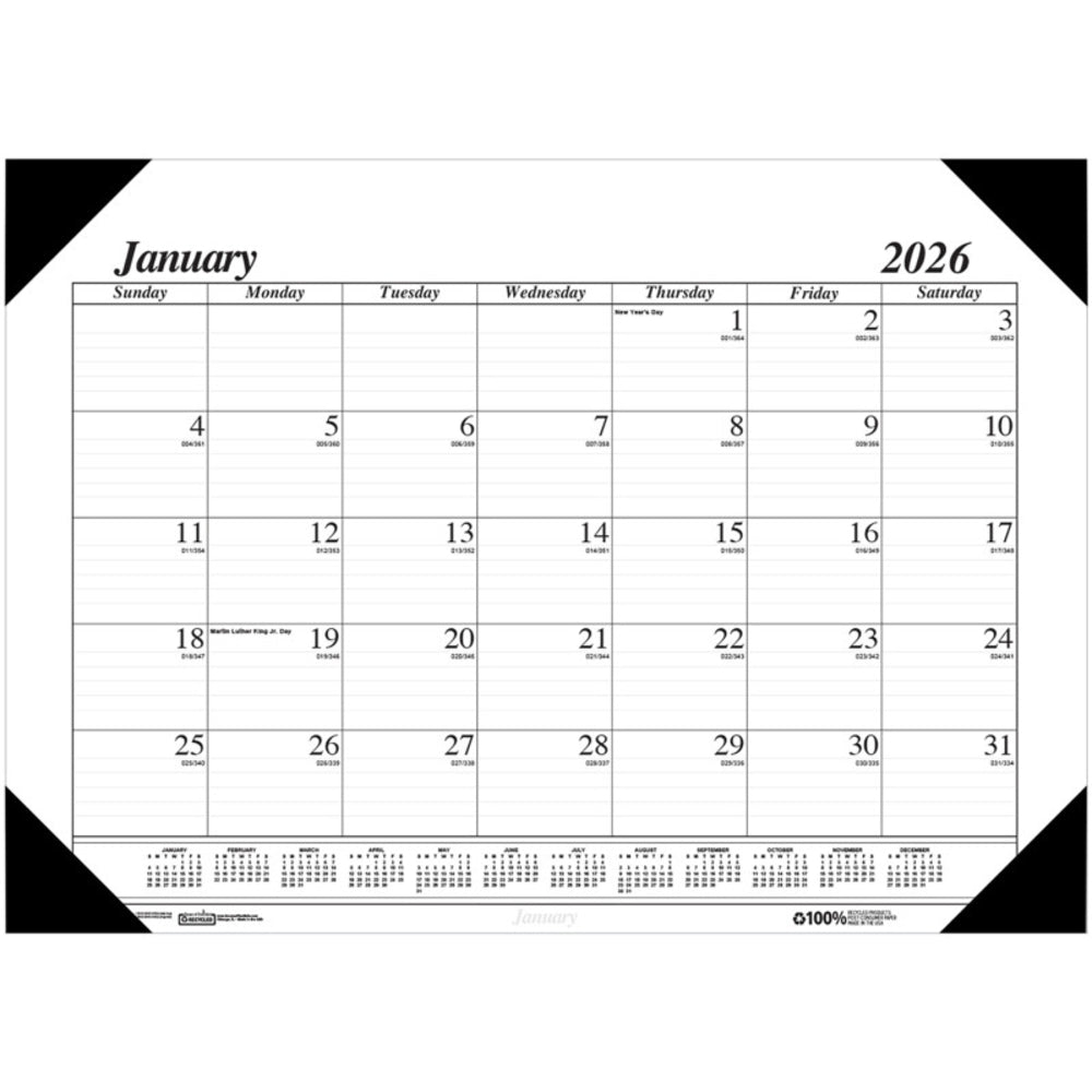 Recycled Desk Pad Calendar R1C Dated Monthly, 18.5 X 13, White Sheets, Bl Image 1