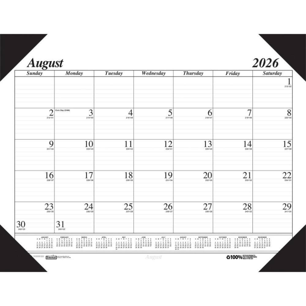 House of Doolittle HOD12802 Monthly Academic Calendar Desk Pad 17" with Refillable Holder and Julian Dates Image 1