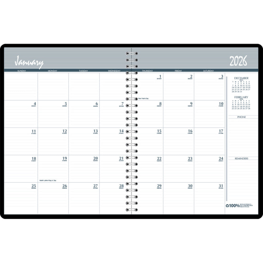 House of Doolittle HOD262002 Monthly Calendar Planner 2 Year Black 8-1/2" X 11"" Image 1