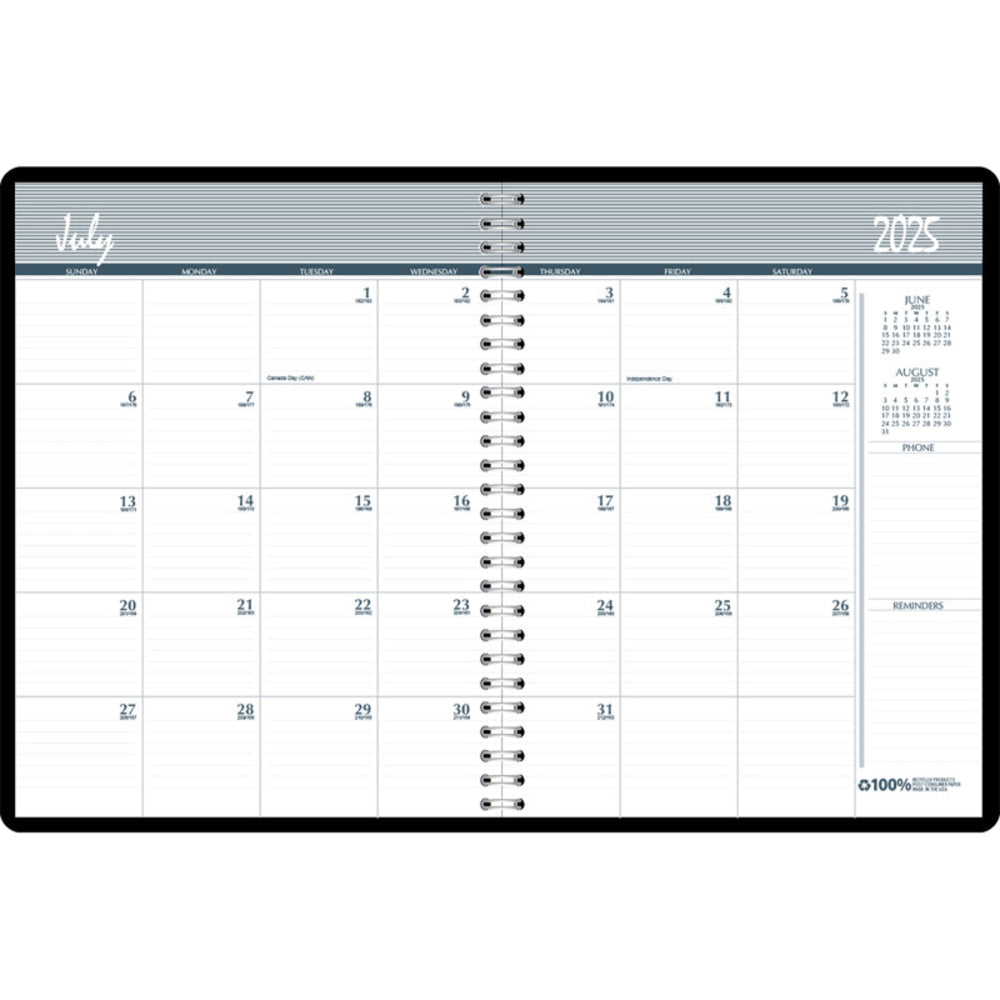 Eco 14-Month Academic Planner, Recycled, Ruled, 11 X 8.5, Black Cover Image 1