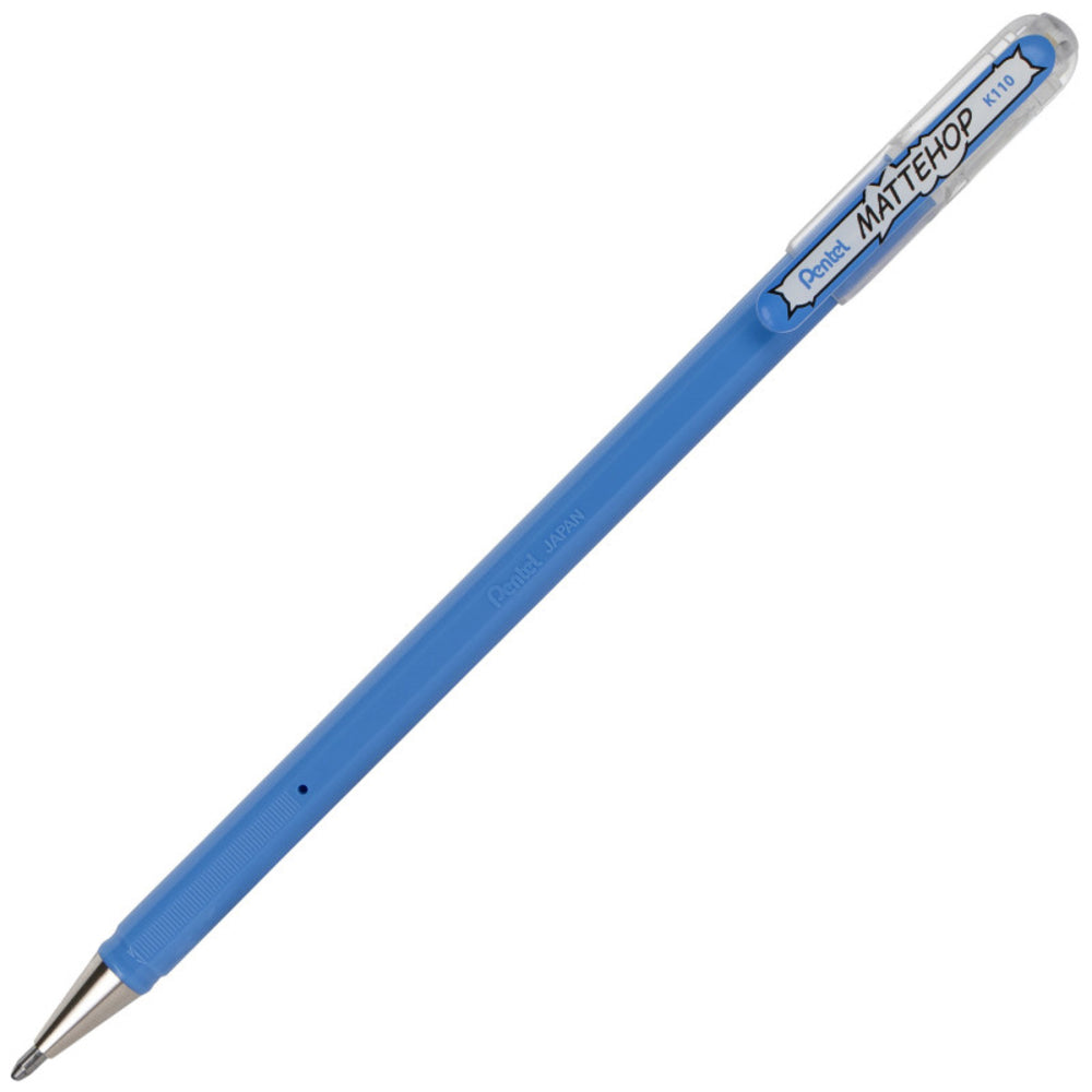 Pentel K110VS Gel Roller Pen 1.0mm Matte Sky Blue Ink Image 1