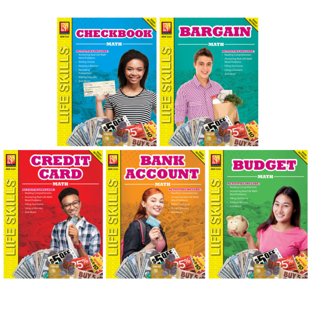 REMEDIA PUBLICATIONS REM5245 Life Skills Math Series Set Of 5 Image 1