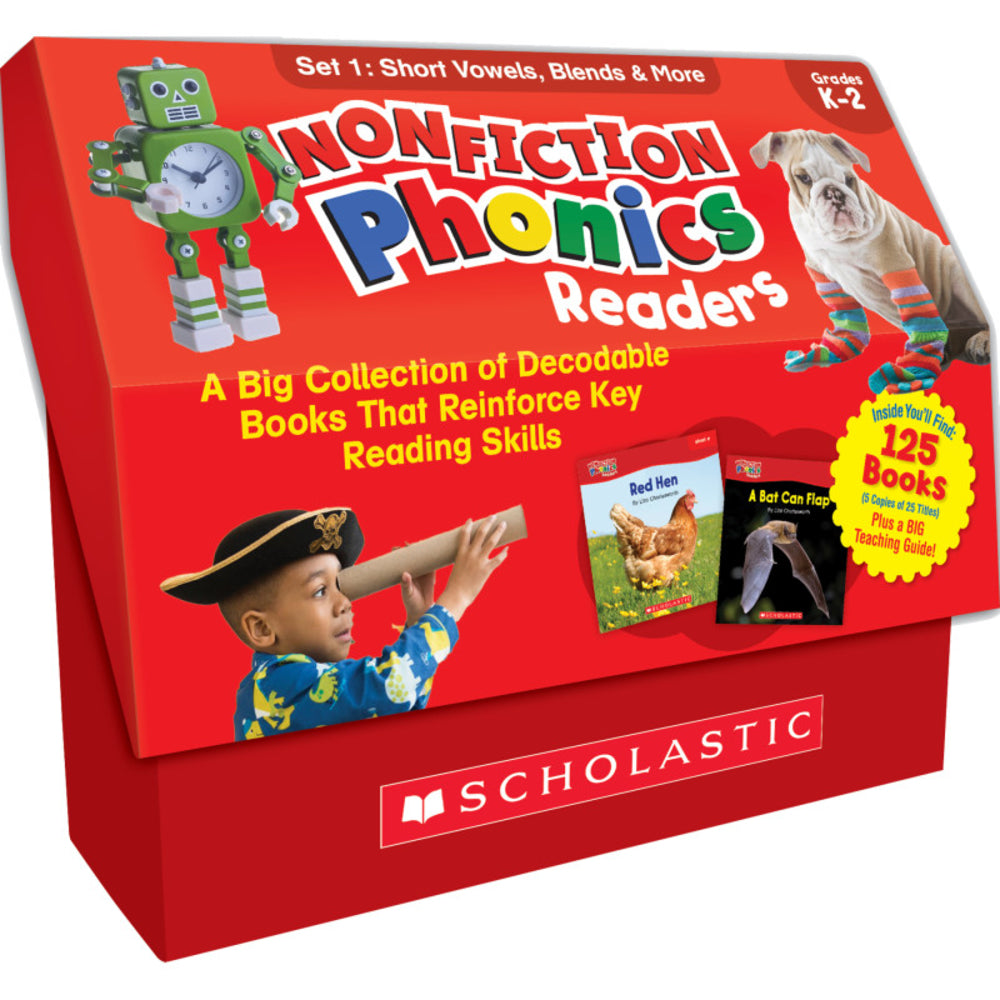 Scholastic Teaching Resources SC-9781338894691 Nonfiction Phonics Readers: Set 1 - 125 Books for Key Phonics Concepts Image 1