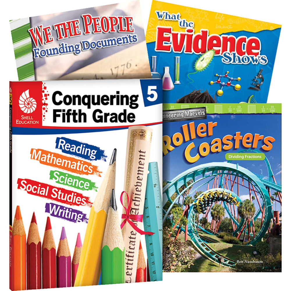 Shell Education SEP100713 Conquering Fifth Grade 4-Book Set - Educational Resource for Fifth Graders Image 1