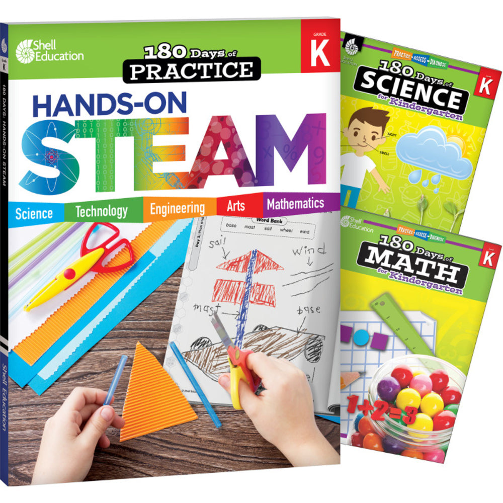 Shell Education SEP147641 180 Days STEAM Science and Math Grade K - 3-Book Set Image 1