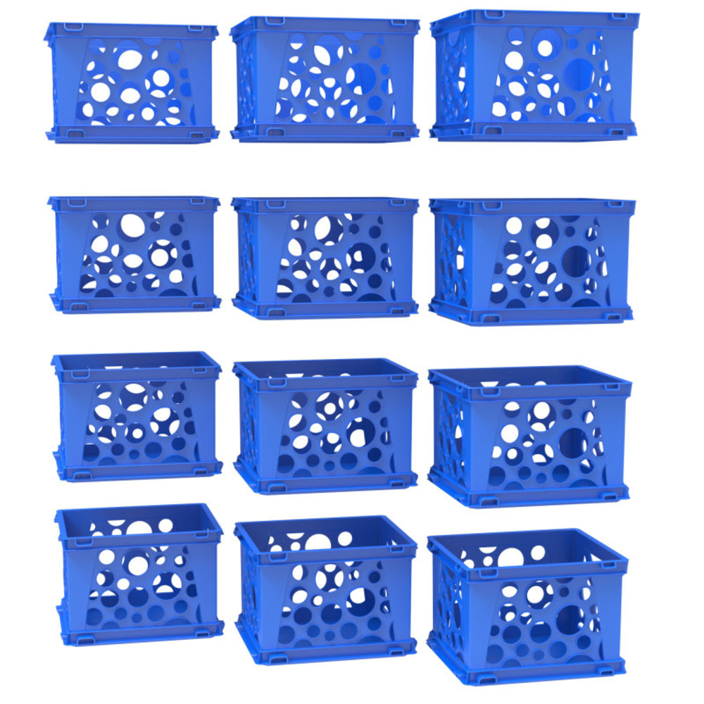 Storex STX61595U12S Mini Crate Blue 12-Pack - CD/DVD Storage Image 1