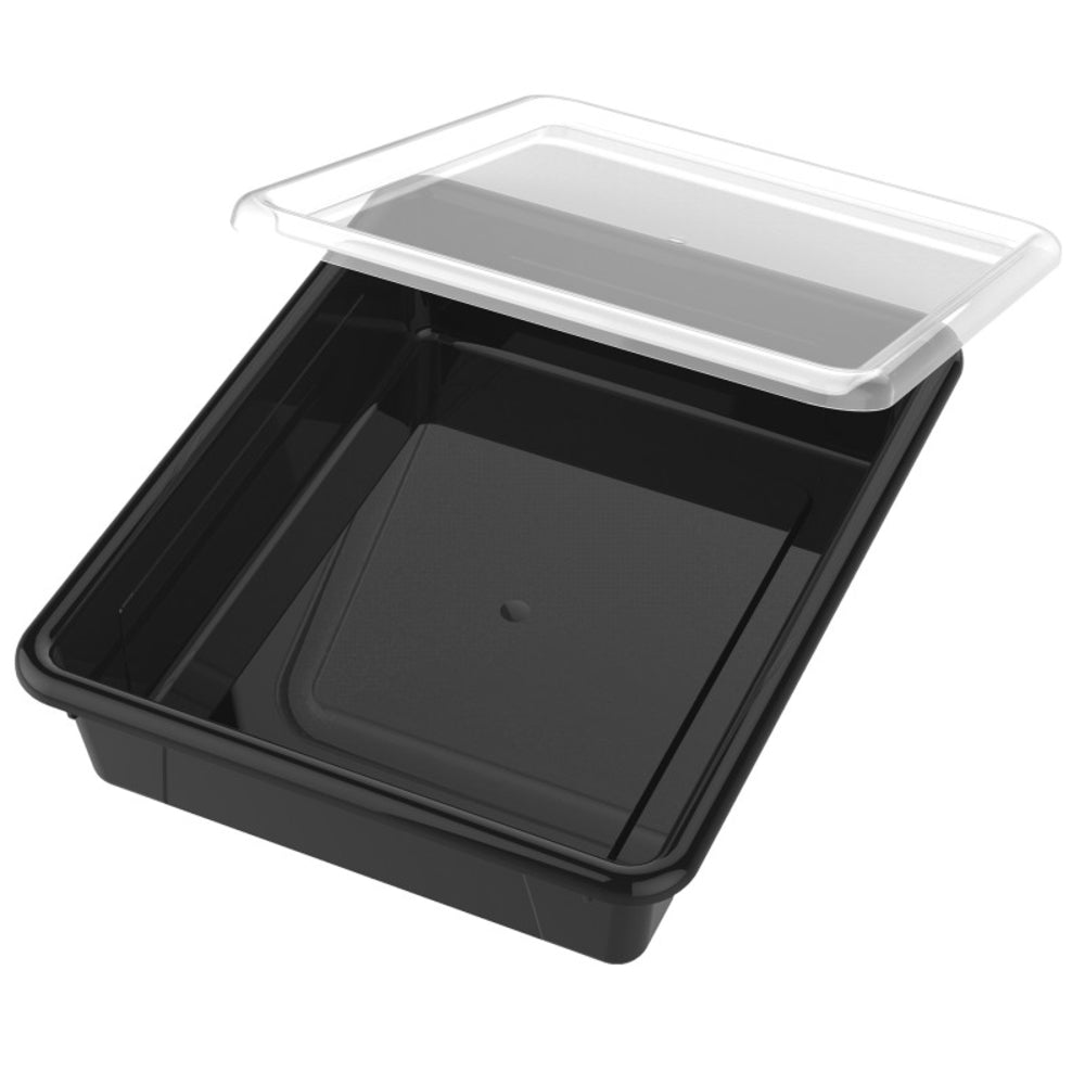 Storex STX62535U05C Flat Storage Tray Lid Black 10x13x3 - STEM/STEAM Organization Image 1