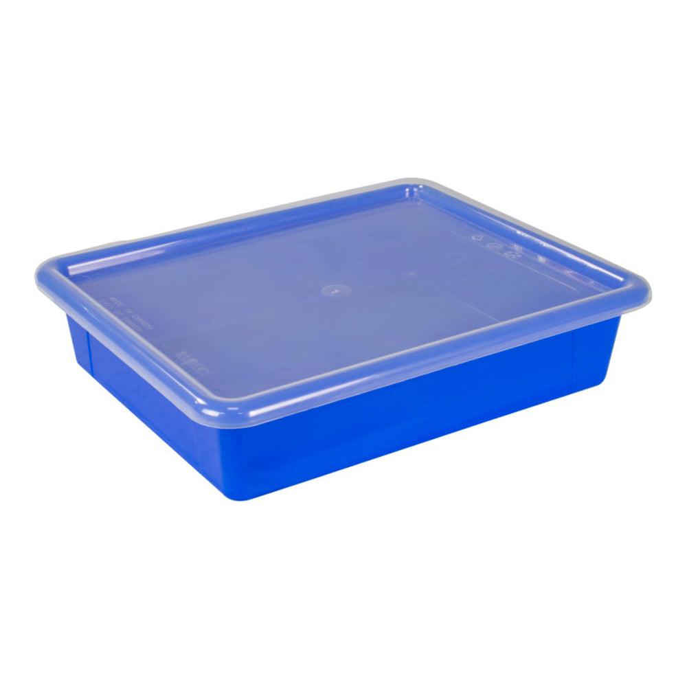 Storex STX62536U05C Flat Storage Tray Lid Blue - Letter-Sized Organizer Tray - STEM/STEAM Color Coding - Drop Resistant - Dishwasher Safe Image 1