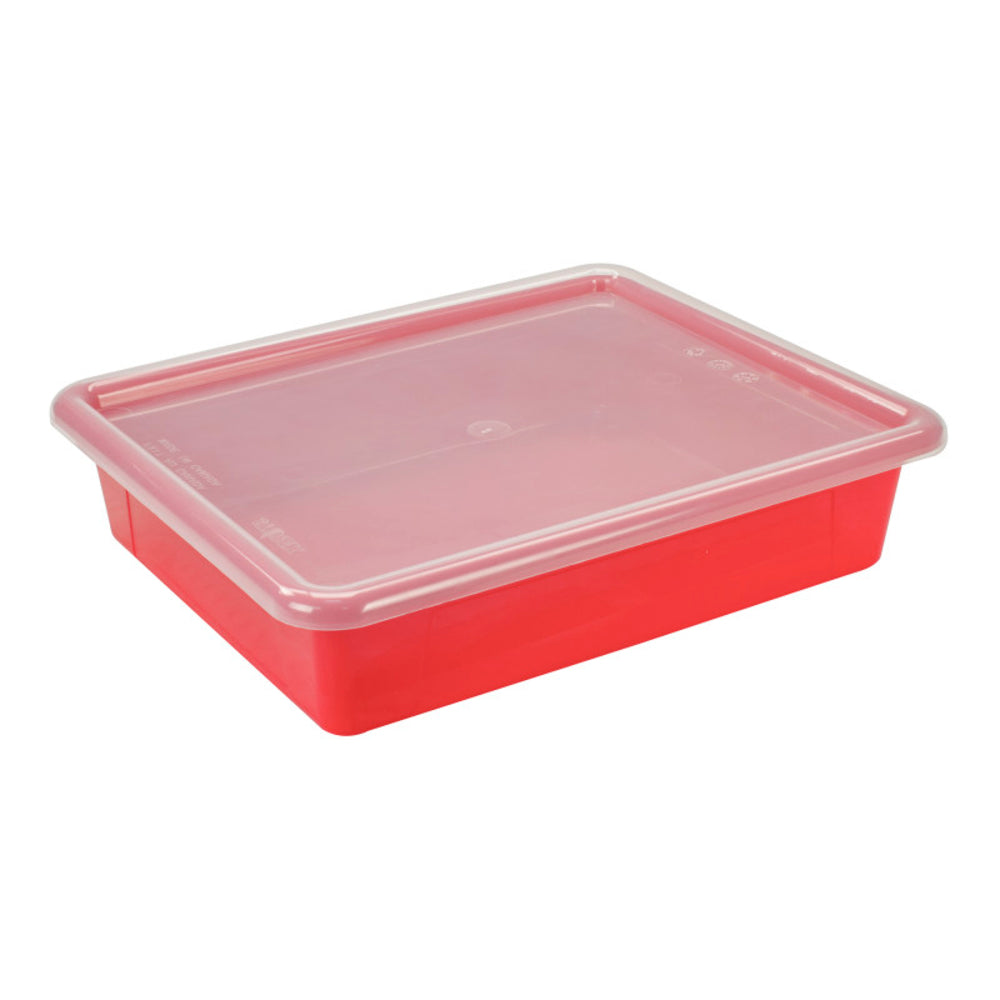 Storex STX62537U05C Flat Storage Tray Lid Red - Letter Size Organizer, STEM Color Coding Image 1