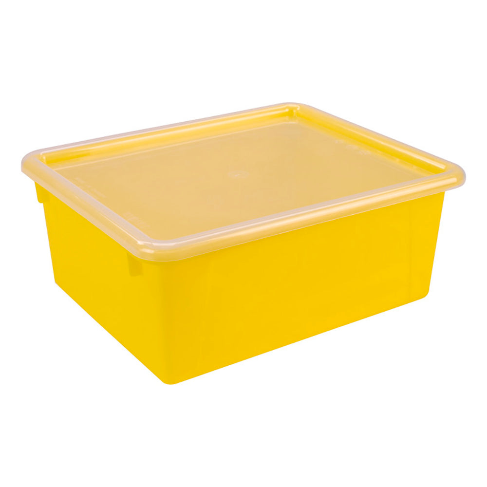 Storex STX62546U05C Deep Storage Tray Lid Yellow - Letter-Sized Organization - STEM/STEAM Color Coding Image 1