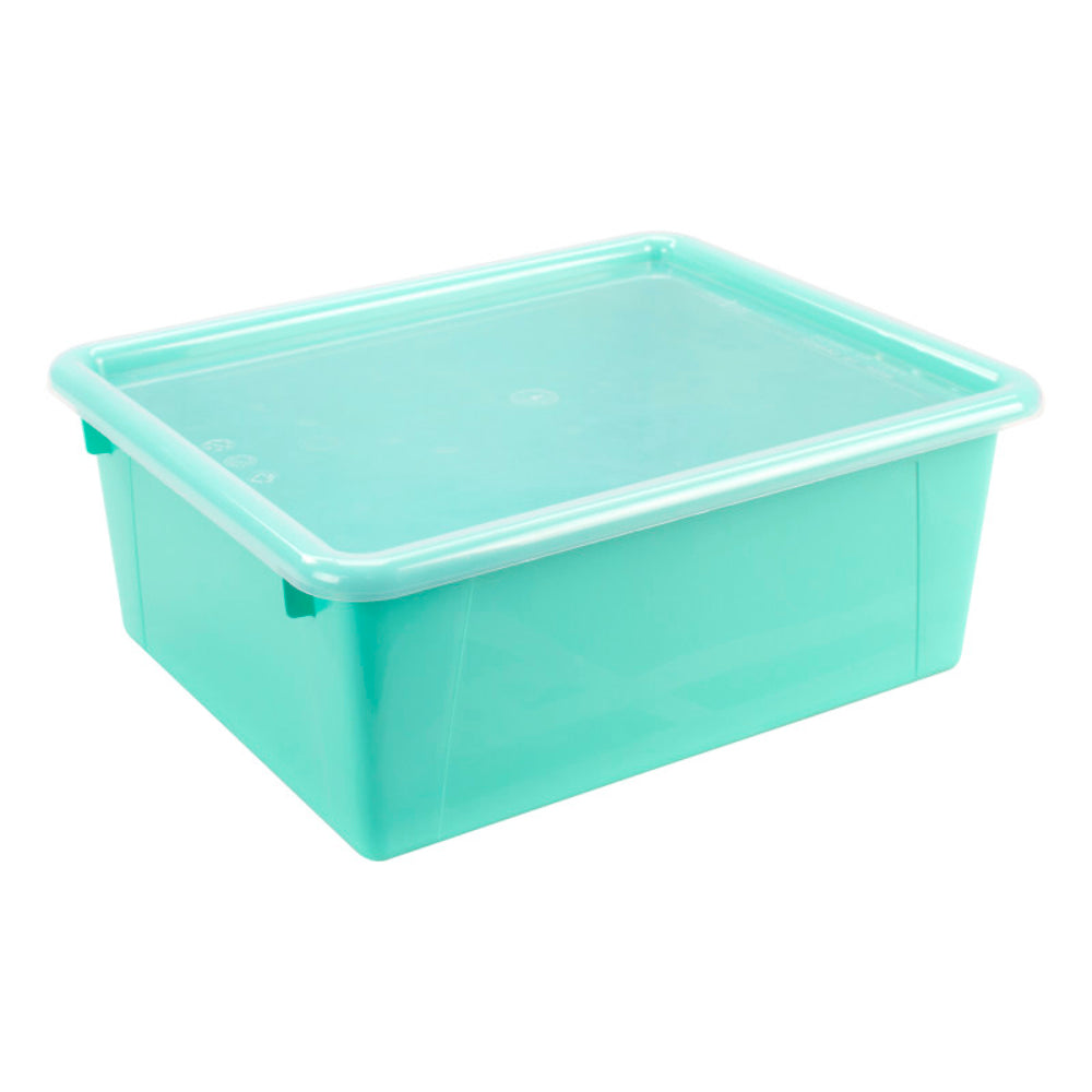 Storex STX62549U05C Deep Storage Tray Lid Teal - Letter-Sized Organizer Image 1