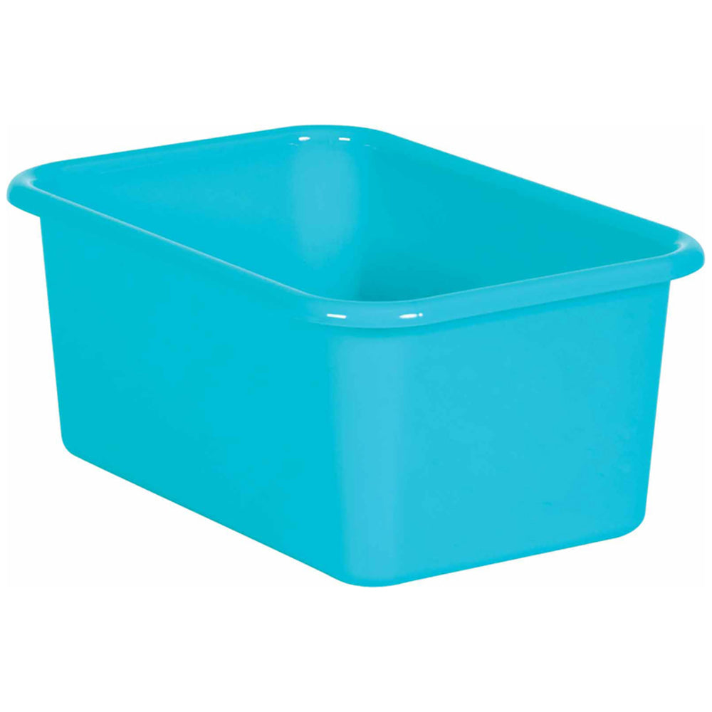 Teacher Created Resources TCR20381 Small Plastic Storage Bin - Teal, 7 3/4" L x 11 3/8" W x 5" H Image 1