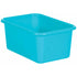 Teacher Created Resources TCR20381 Small Plastic Storage Bin - Teal, 7 3/4" L x 11 3/8" W x 5" H Image 1