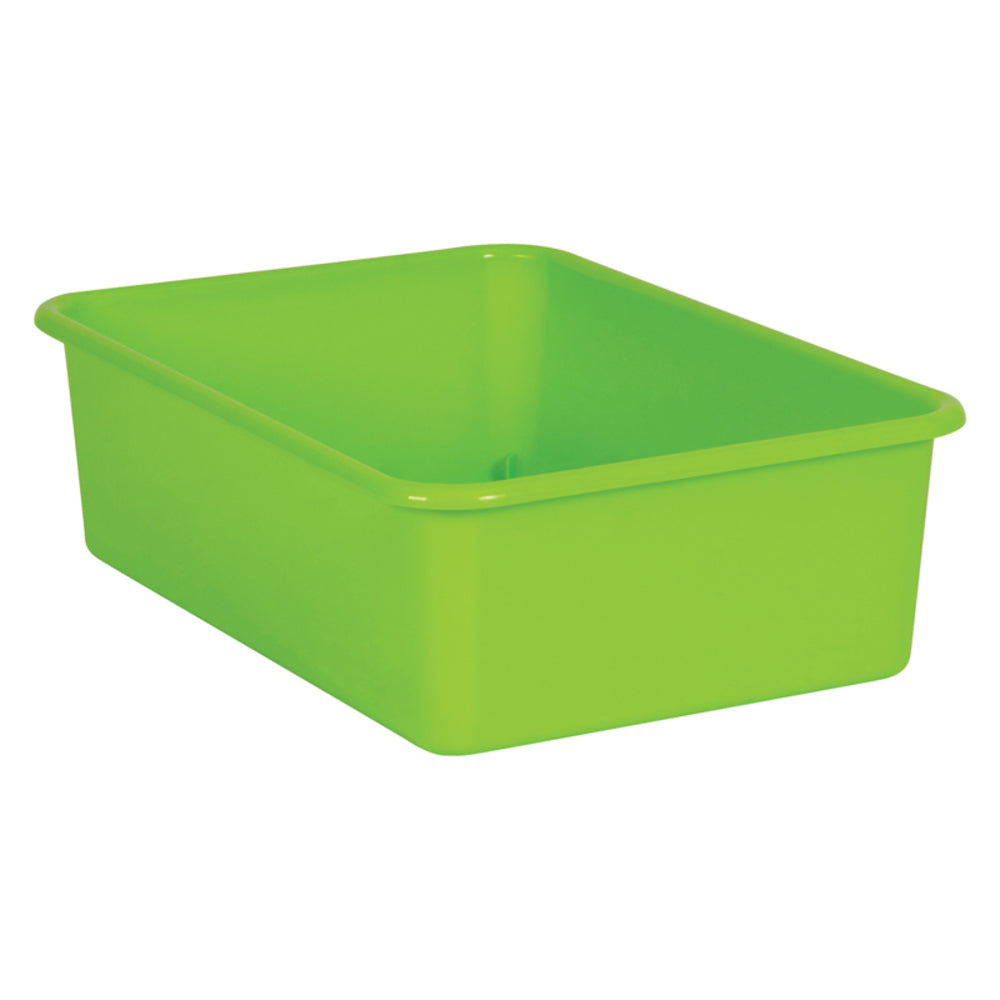 Teacher Created Resources TCR20409 Large Plastic Storage Bin - Lime - Sturdy Design - Stackable - 7 3/4" L x 11 3/8" W x 5" H Image 1