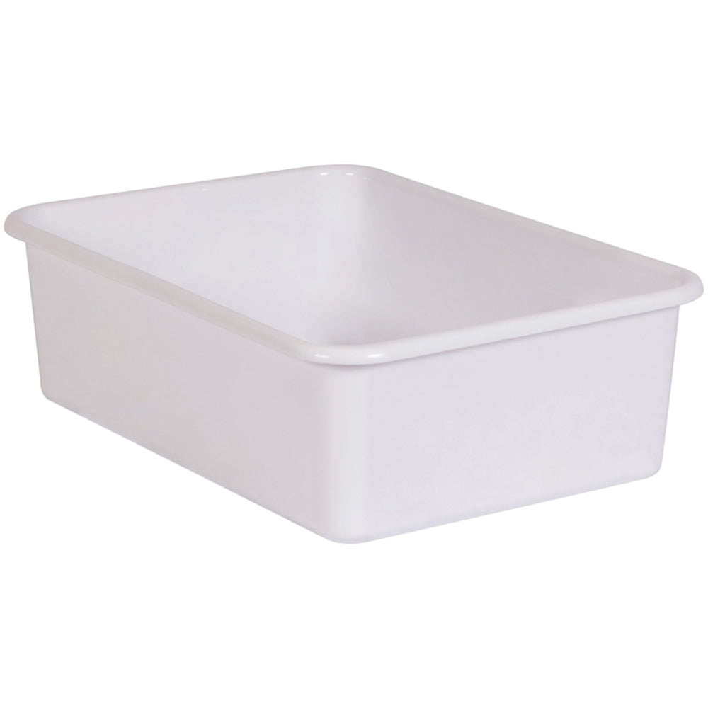 Teacher Created Resources TCR20417 Large Plastic Storage Bin - White, Stackable, 7 3/4" L x 11 3/8" W x 5" H Image 1