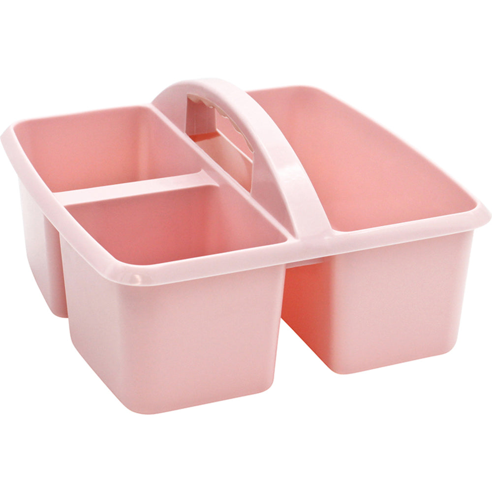 Teacher Created Resources TCR20448 Plastic Storage Caddy, Light Pink, Divided Compartments Image 1
