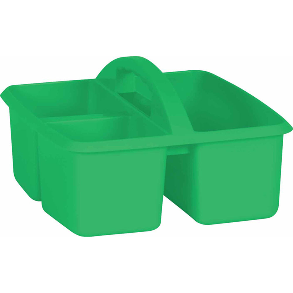 Teacher Created Resources TCR20904 Plastic Storage Caddy - Green, Divided Compartments, 9" L x 9-1/4" W x 5-1/4" H Image 1