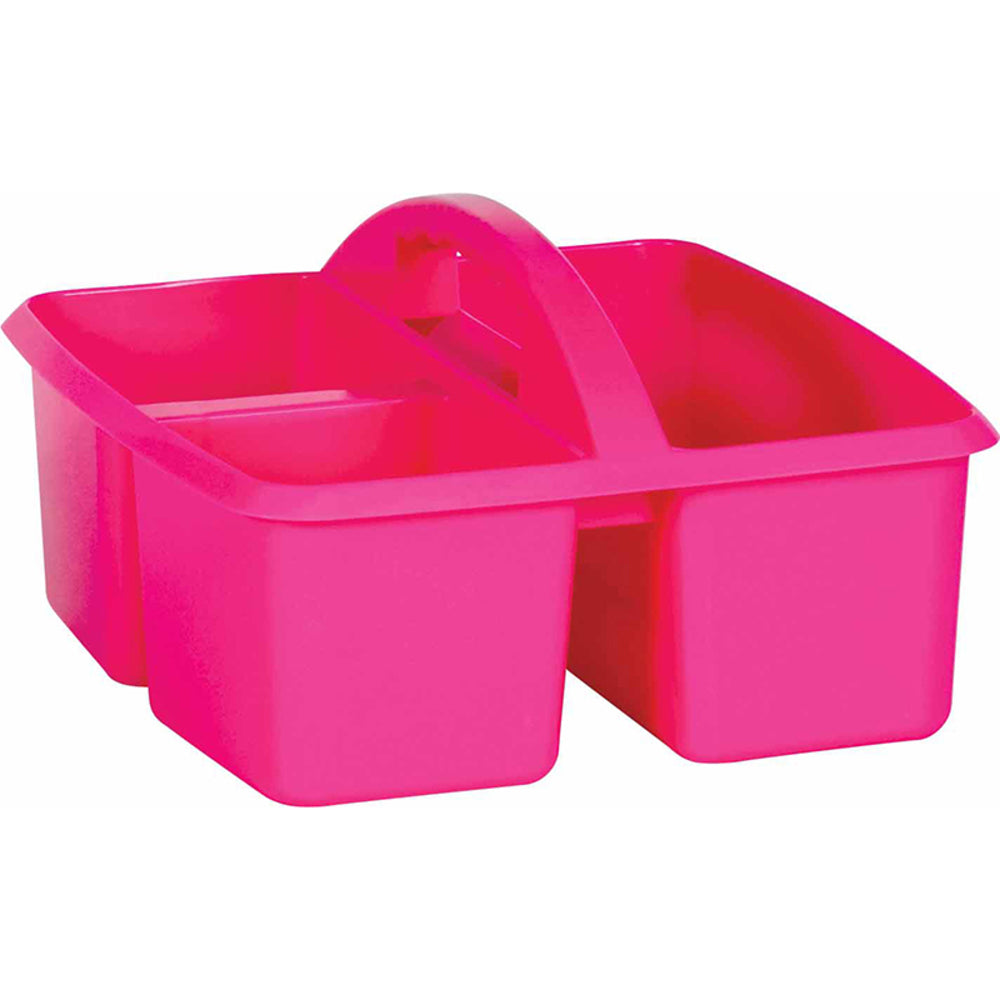 Teacher Created Resources TCR20908 Plastic Storage Caddy - Pink, Divided Compartments, 9" L x 9-1/4" W x 5-1/4" H Image 1