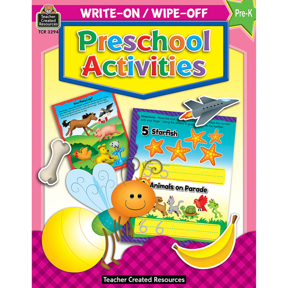 Teacher Created Resources TCR3294 Write-On Wipe-Off Preschool Activities Book Image 1