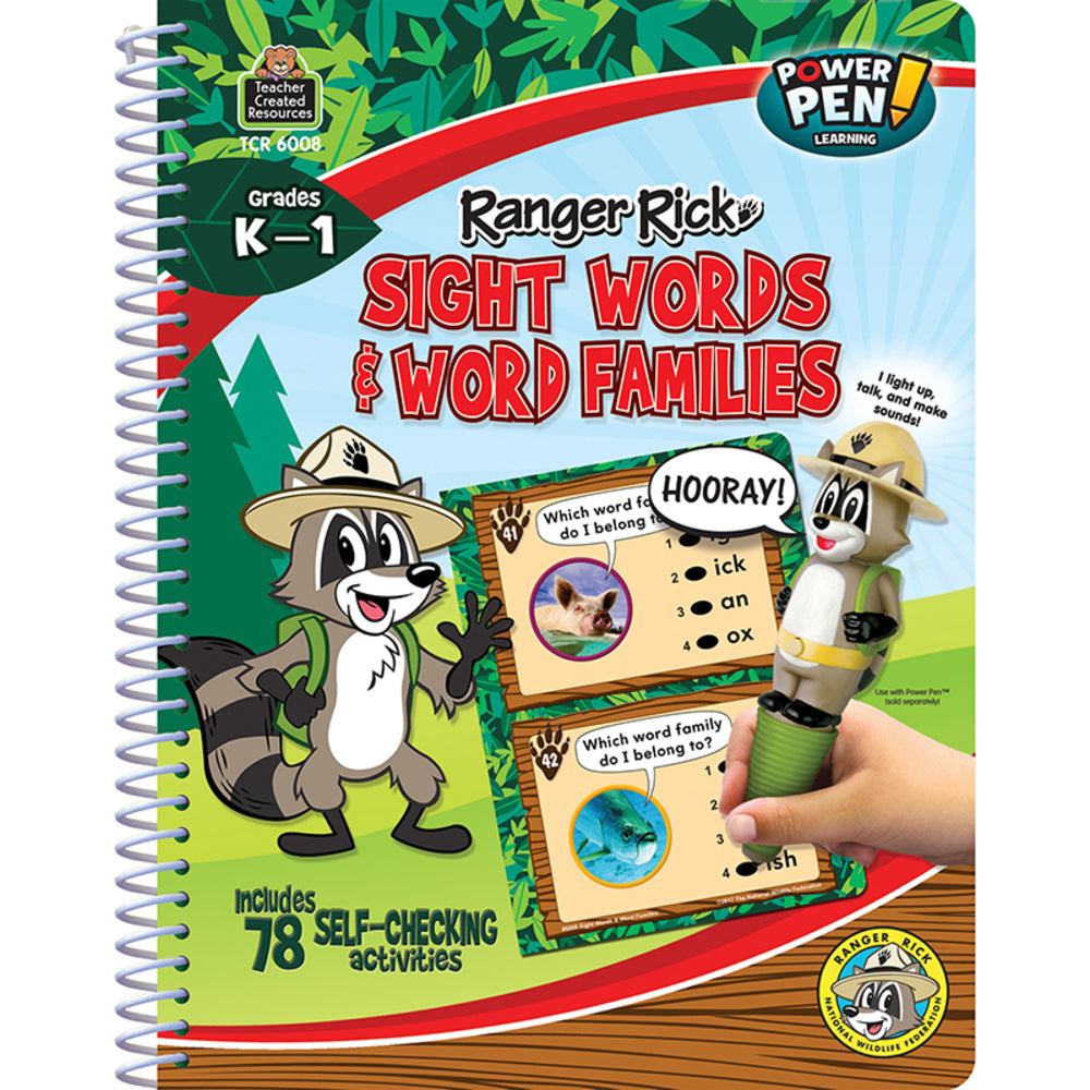 Teacher Created Resources TCR6008 Ranger Rick Power Pen Learning Book: Sight - Math and Reading Skills, 40 Pages Image 1