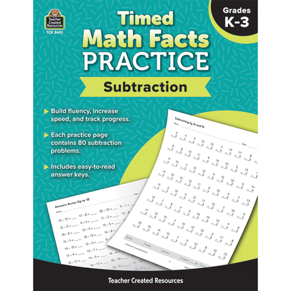 TCR8401 Timed Math Facts Practice: Subtraction by Teacher Created Resources Image 1