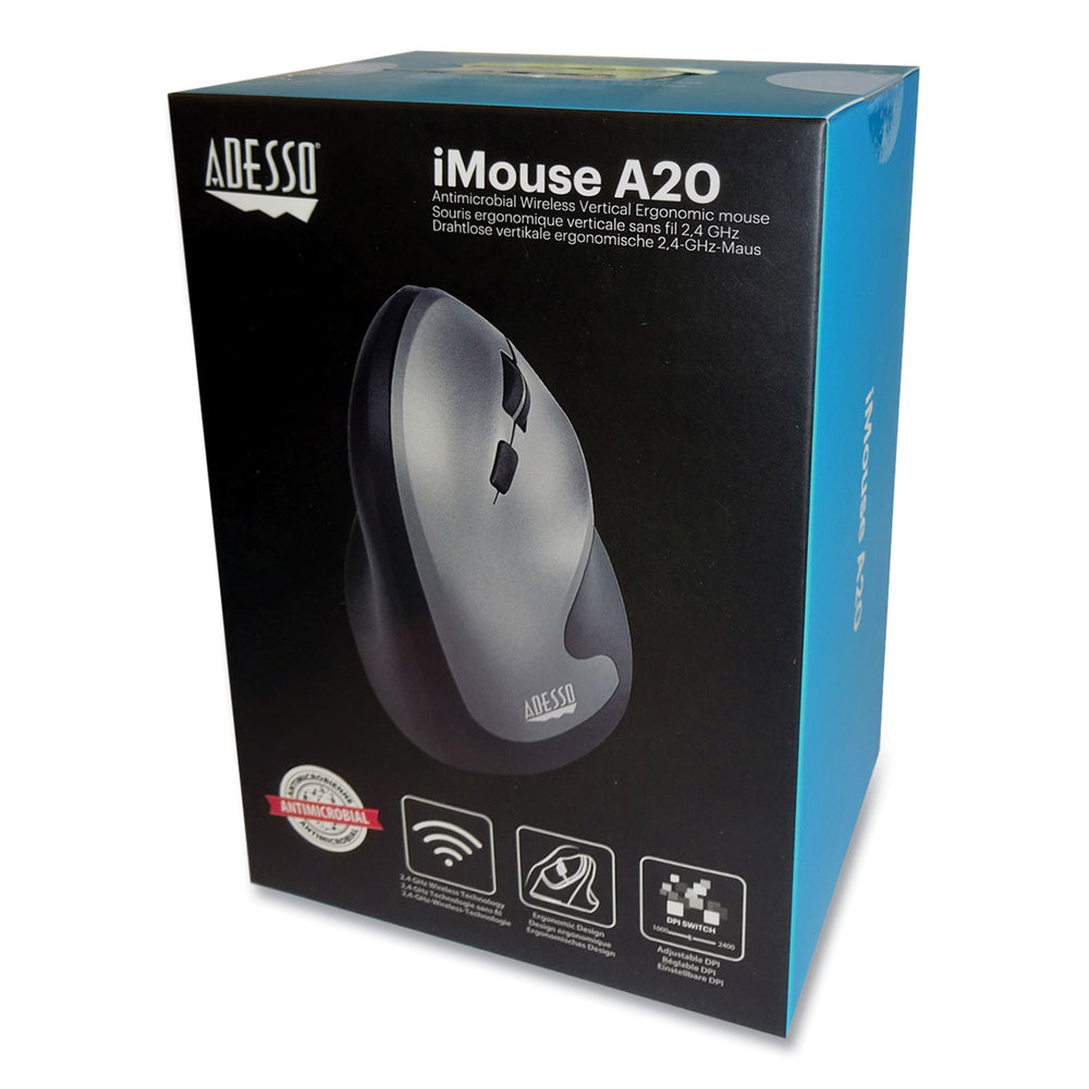 Adesso IMOUSE A20 Mouse Antimicrobial Wireless Vertical Ergonomic Retail Image 1