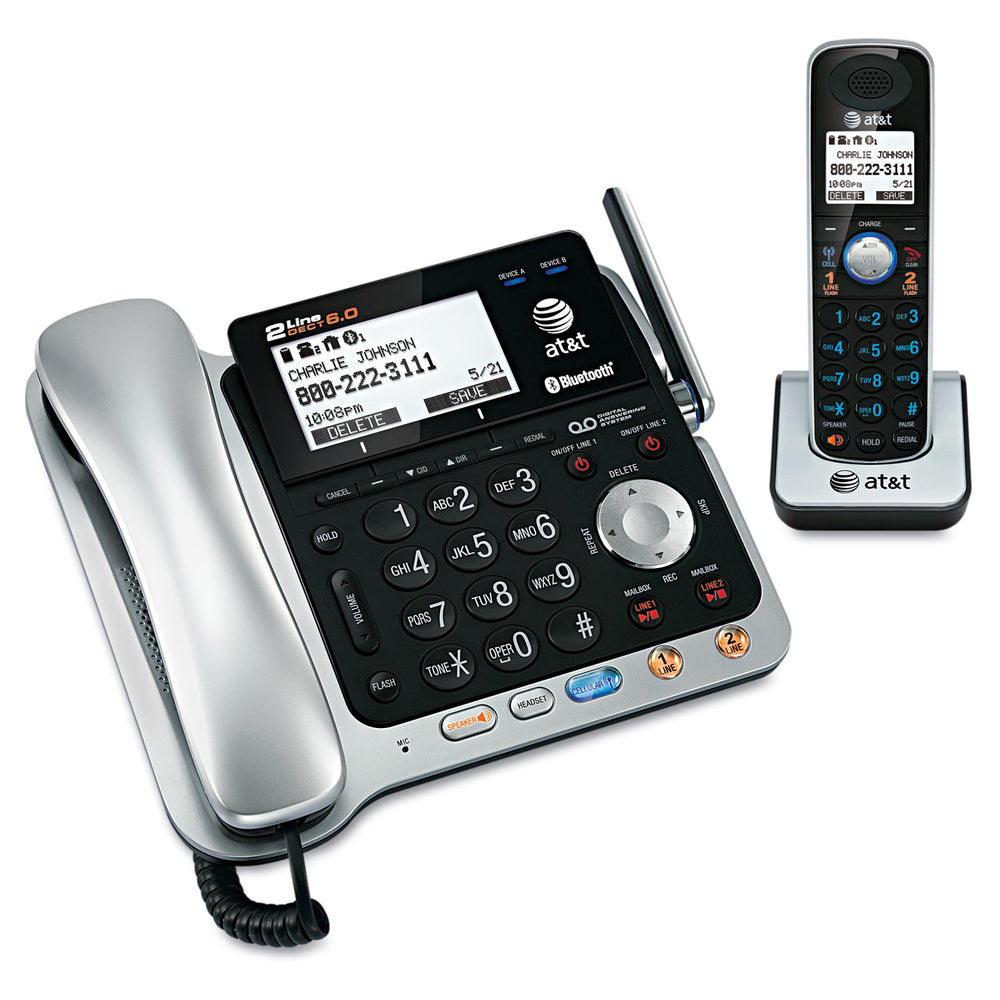 At&T Tl86109 Att 2 Line Corded/Cordless Phone System Caller Id/ Call Waiting Image 1