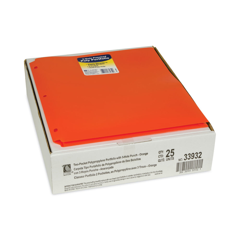 poly Portfolio Folder, 3-Hole Punch, Green, 11 X 8.5, 25-Pack