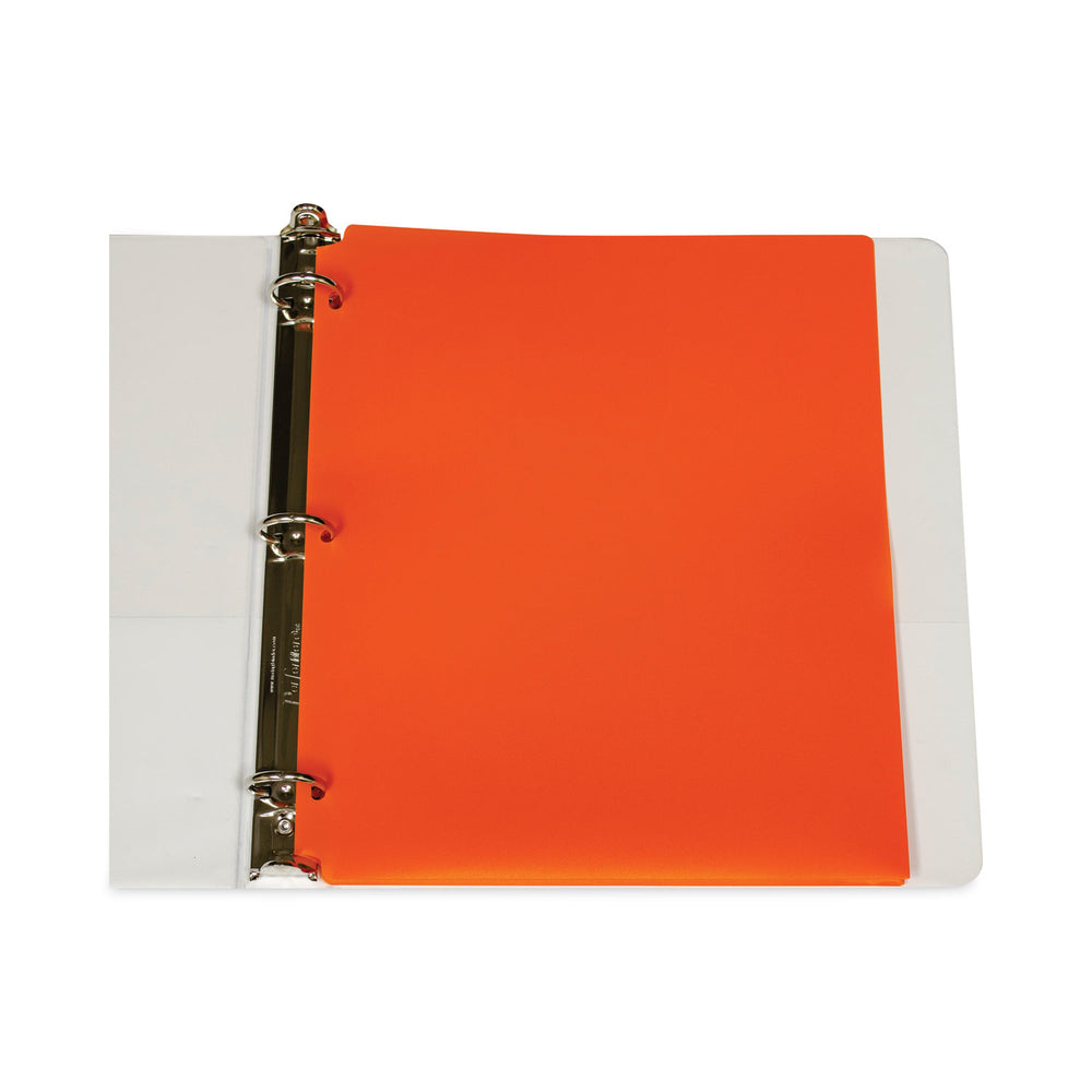poly Portfolio Folder, 3-Hole Punch, Green, 11 X 8.5, 25-Pack