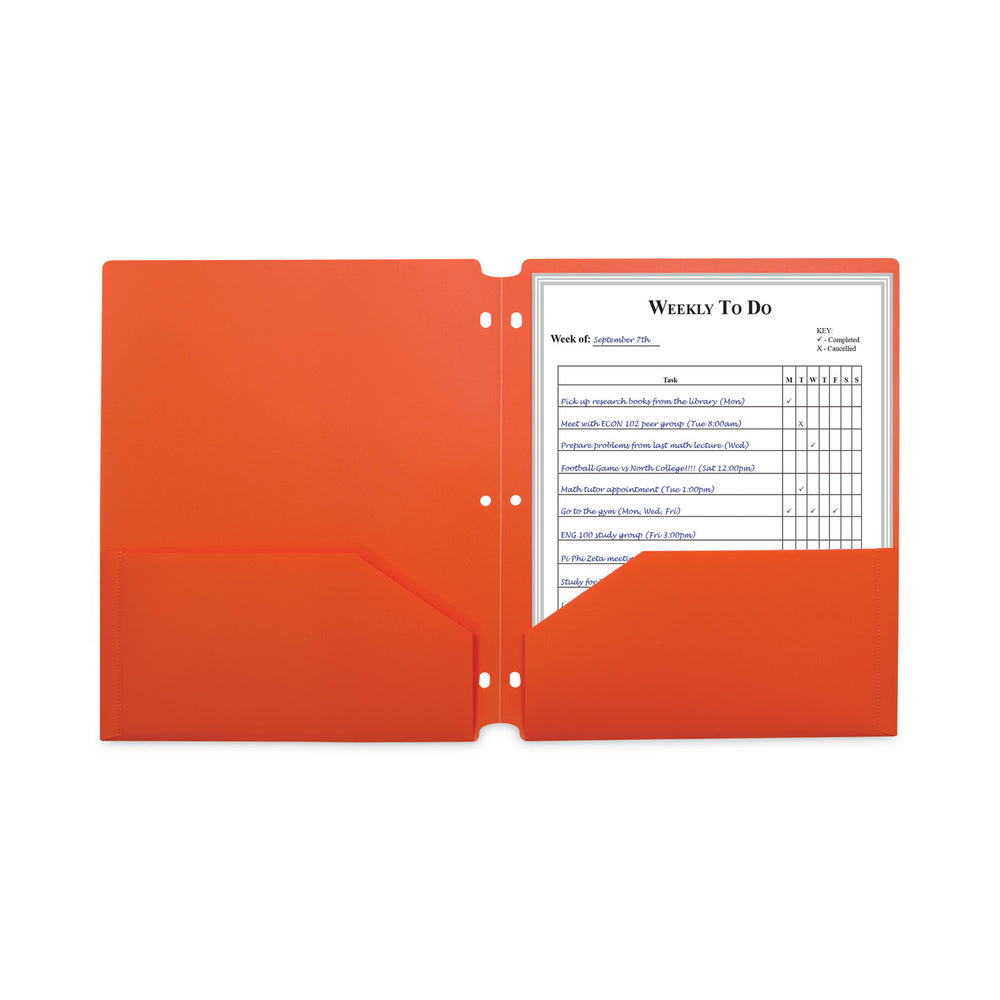 poly Portfolio Folder, 3-Hole Punch, Green, 11 X 8.5, 25-Pack