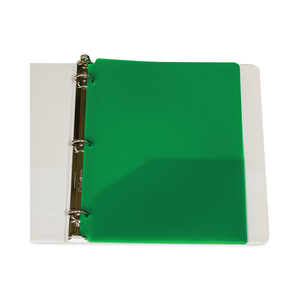 poly Portfolio Folder, 3-Hole Punch, Green, 11 X 8.5, 25-Pack