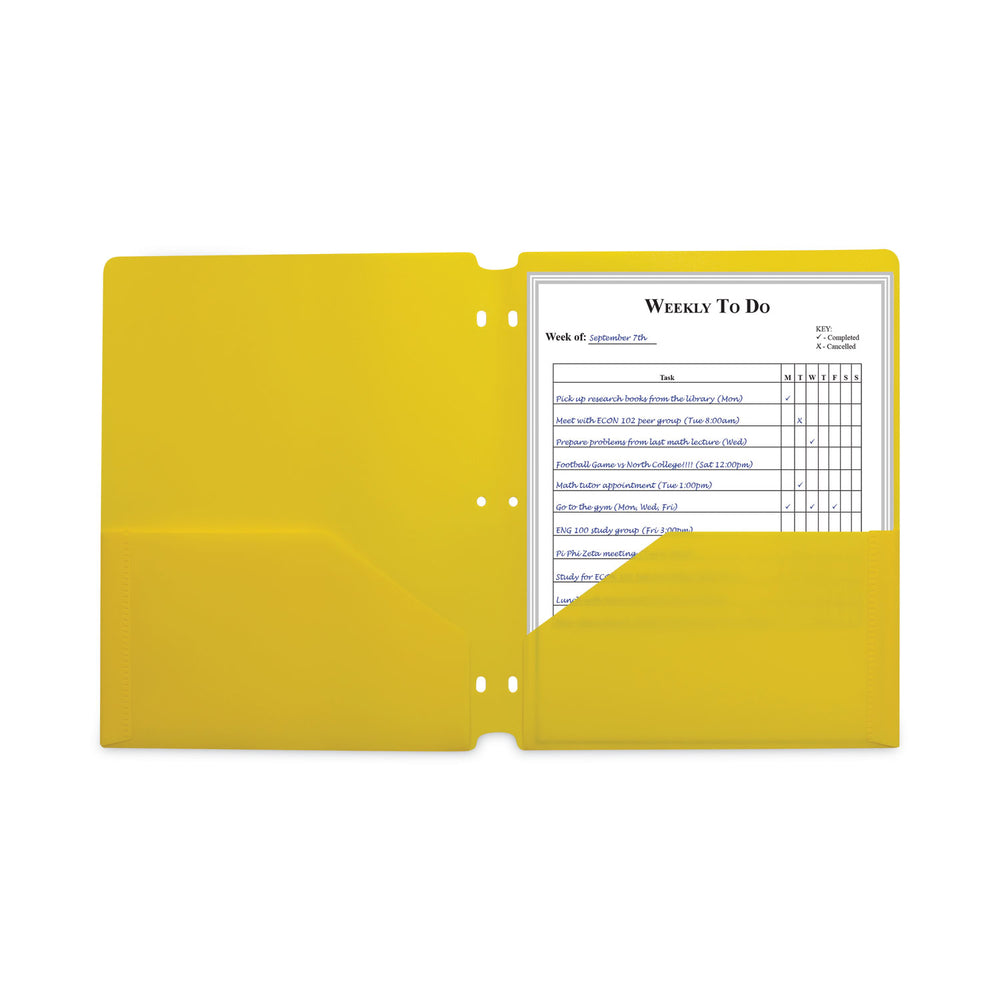 poly Two-Pocket Heavyweight Portfolio Folder 3-Hole Punch Yellow