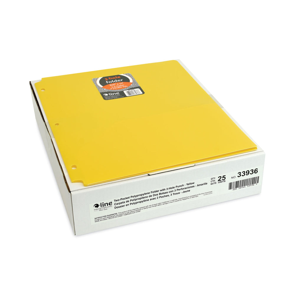 poly Two-Pocket Heavyweight Portfolio Folder 3-Hole Punch Yellow