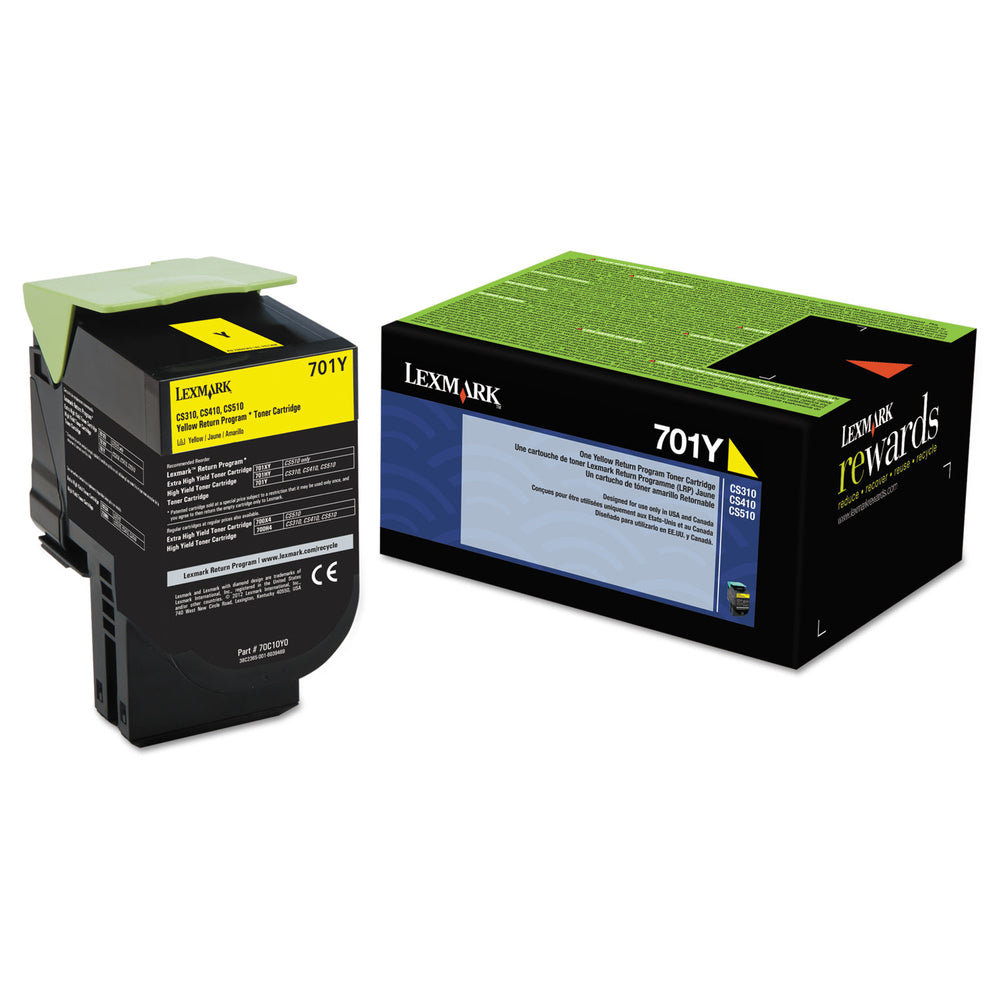 Lexmark 70C10Y0 Yellow Toner Cartridge - 1,000 Page-Yield Image 1