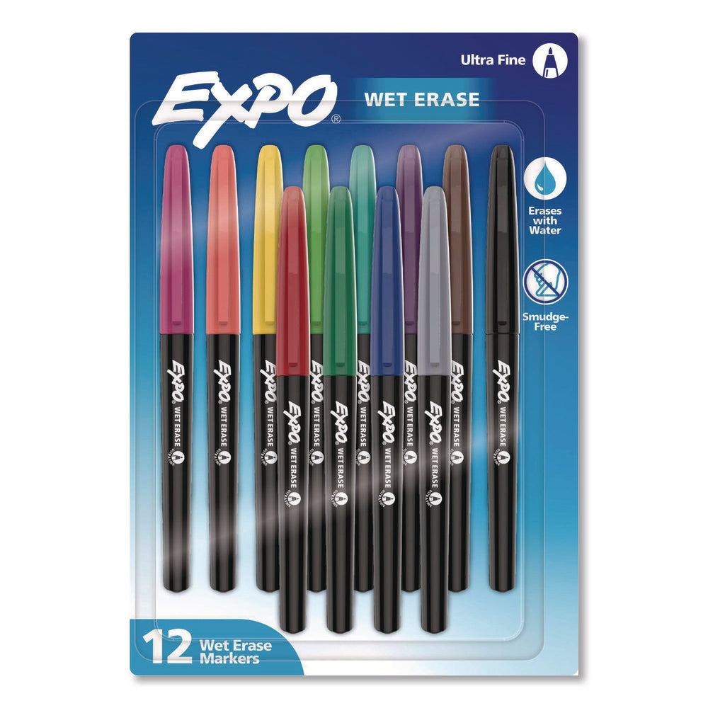 Expo WET-Erase Markers 12-Pack Needle Tip Ultra Fine Assorted Colors Image 1