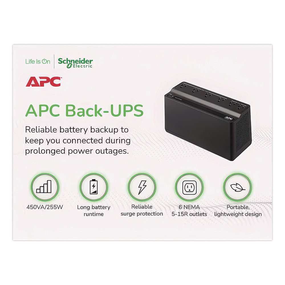 Schneider Electric APC BN450M UPS 450Va 6 Outlet 120V