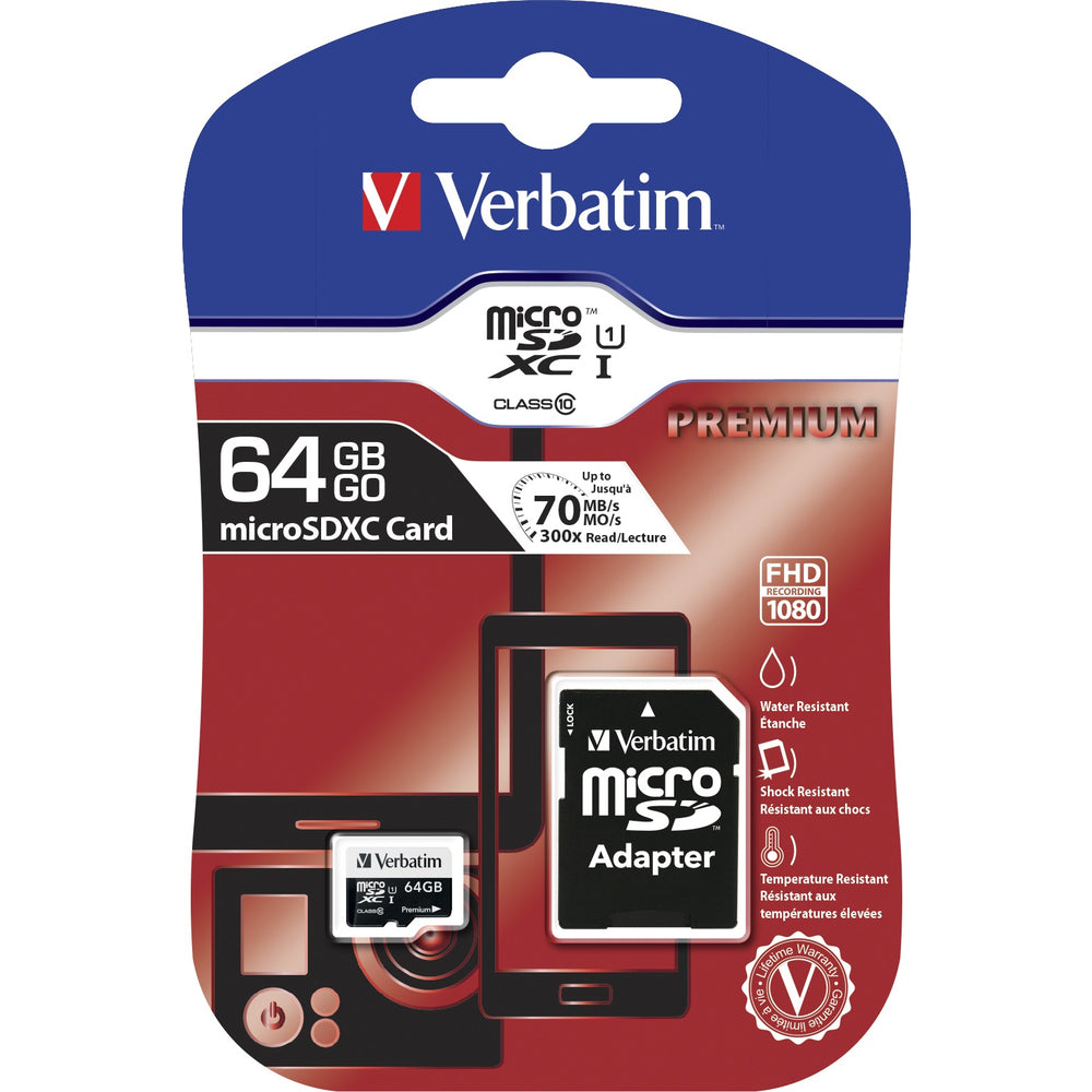 Verbatim 64GB MicroSDXC Memory Card UHS-I V10 U1 Class 10