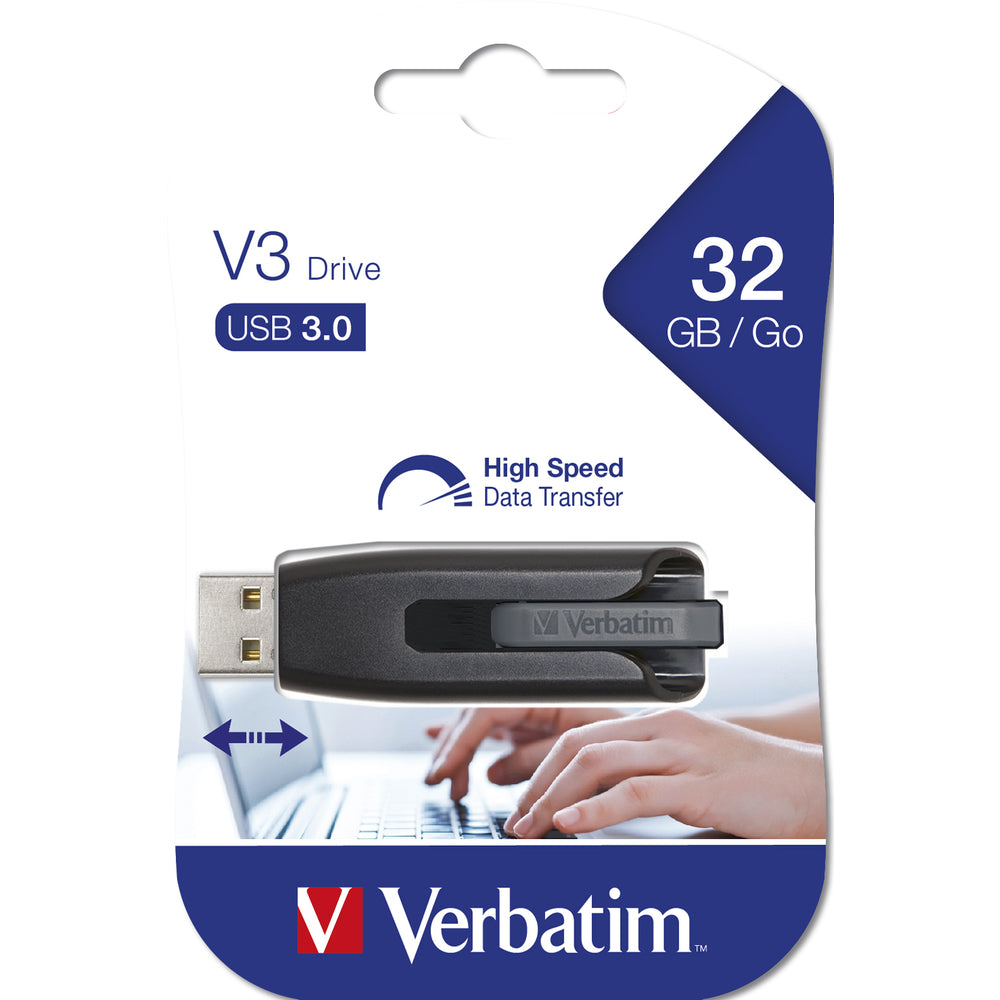 Verbatim 49173 32GB USB 3.0 Flash Drive Store N Go V3 Retractable