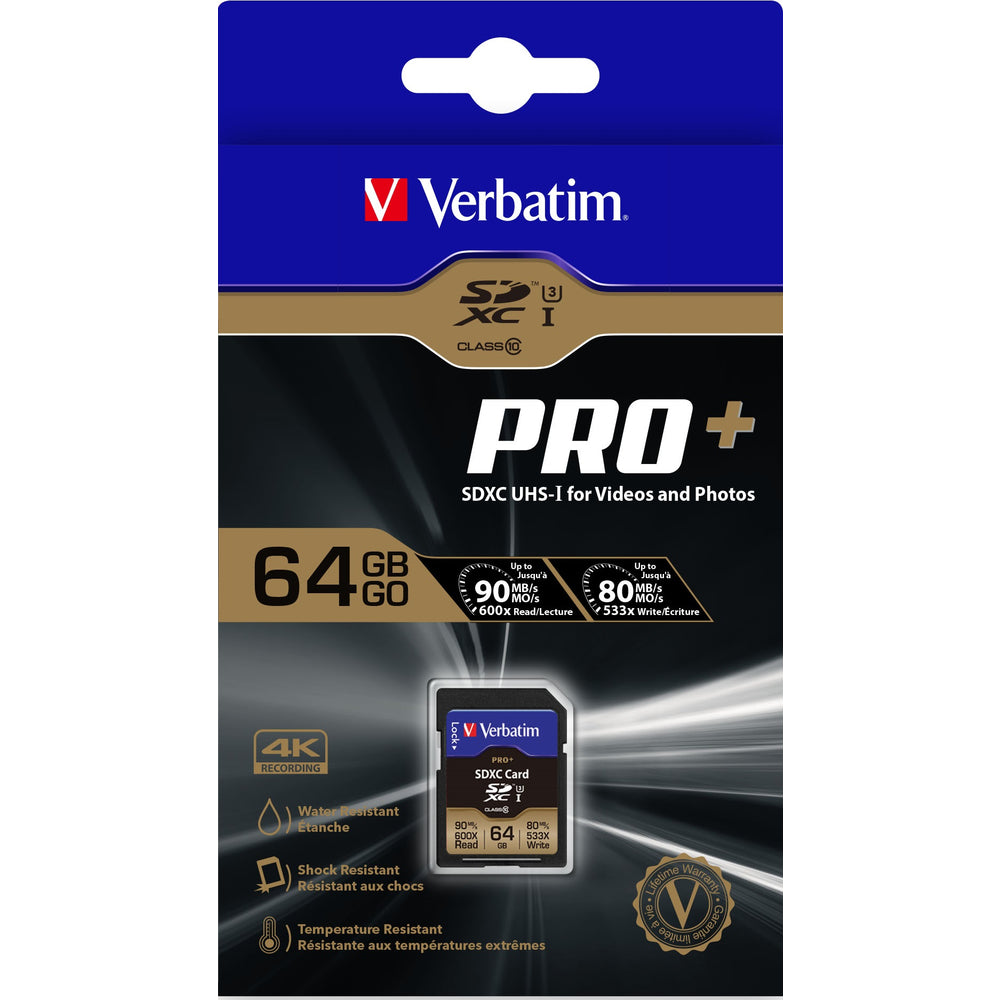 Verbatim Americas Llc 49197 64Gb Proplus 600X Sdxc Memory Card Uhs-1 U3 Class