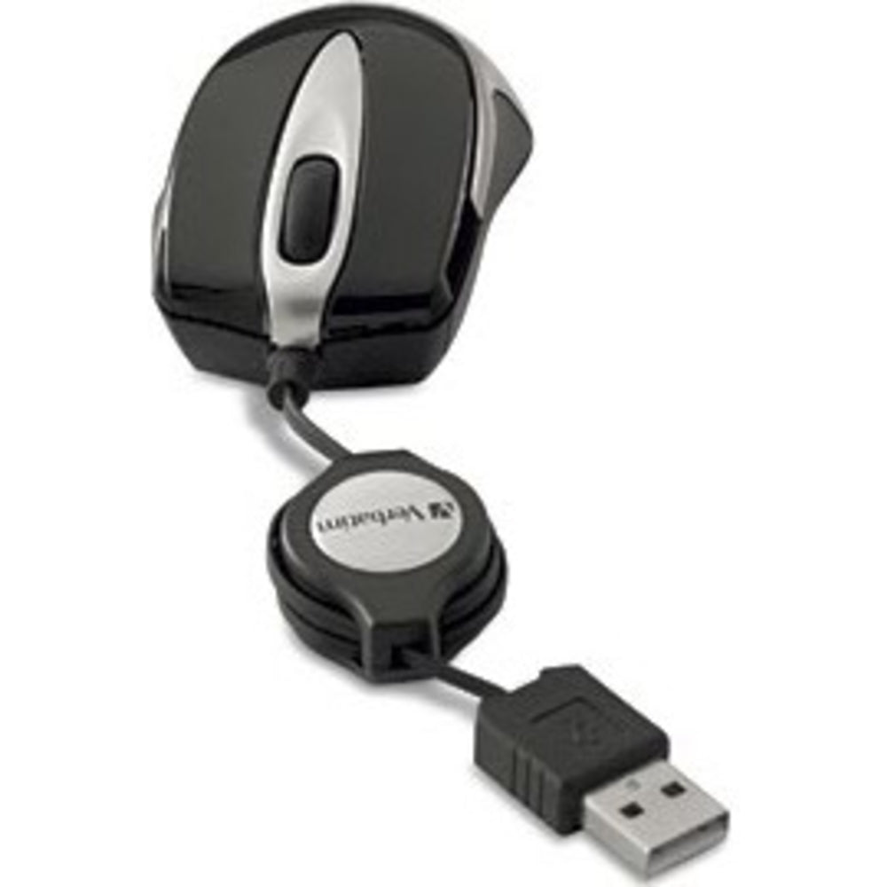 Verbatim 97256 Optical Mini Travel Mouse - Black Retractable Cord
