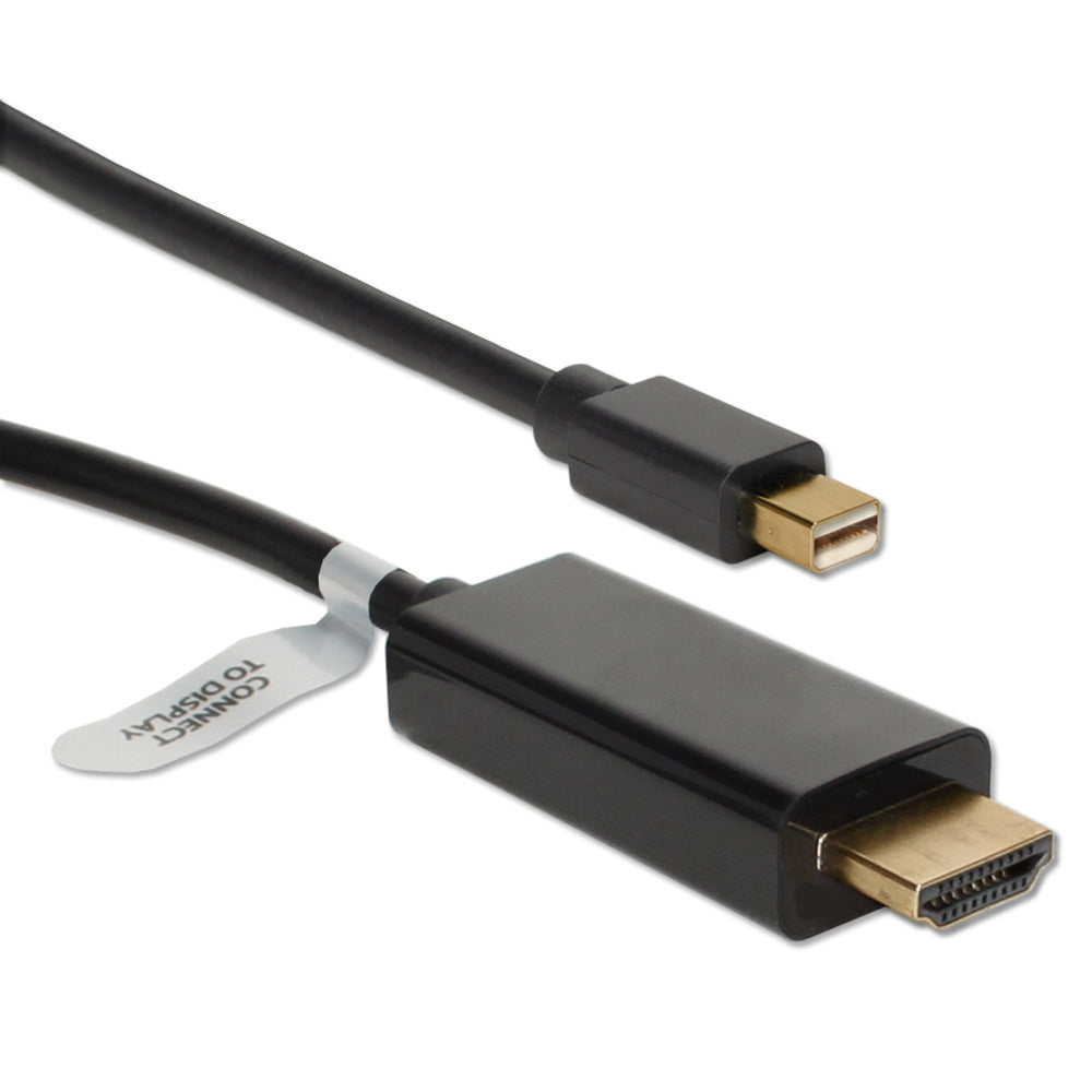 QVS MDPH-03Bk Mini DisplayPort/Thunderbolt to HDMI Cable - 3ft Image 1