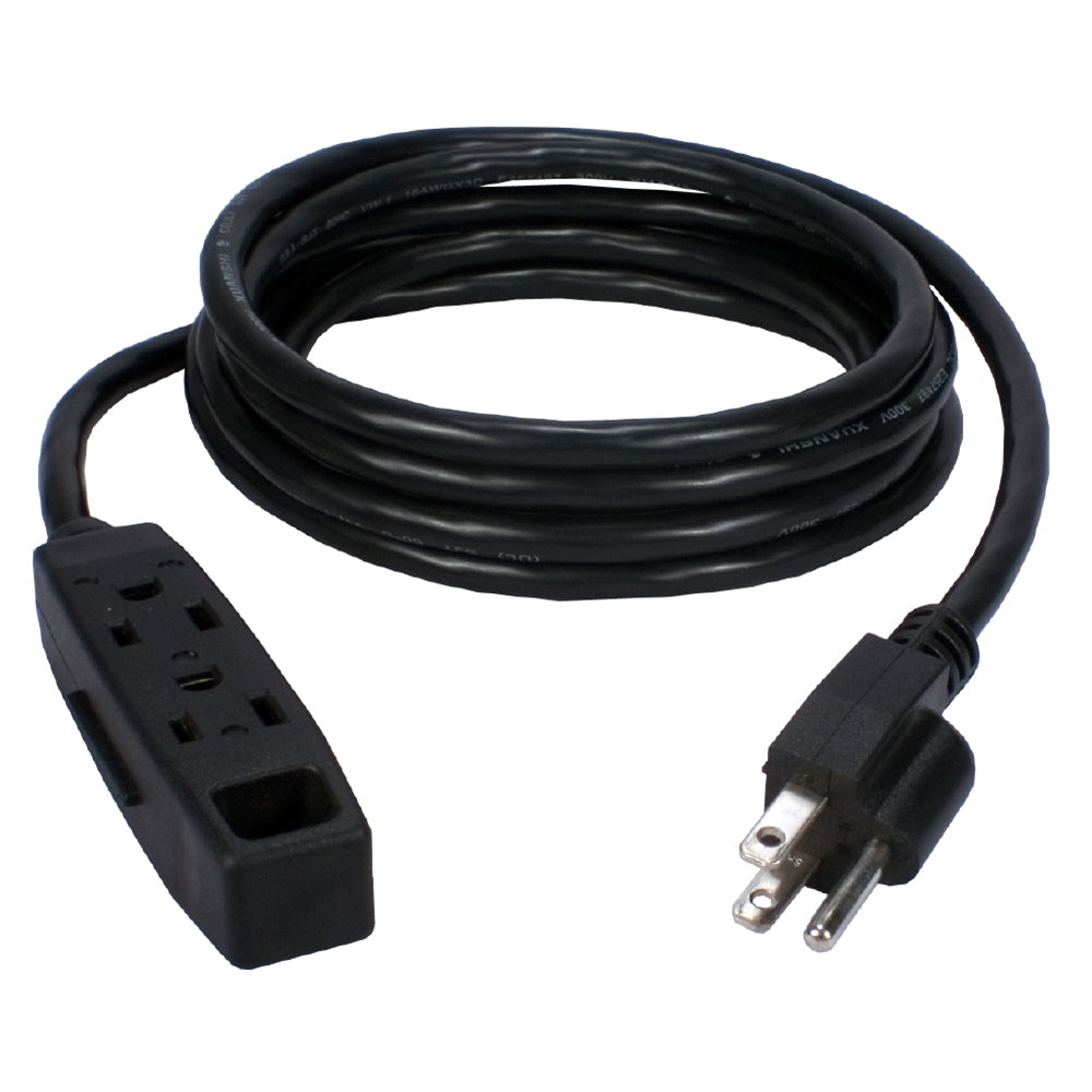 Qvs PC3PX-15-2PK Power Extension Cord 2-Pack 15ft 3-Outlet 3-Prong Image 1