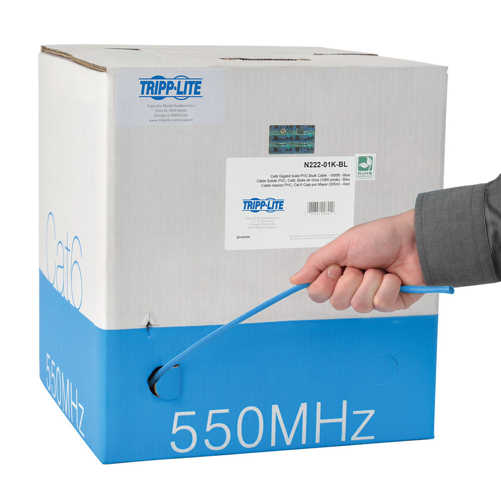 Tripp-Lite N222-01K-BL Tripp Lite 1000Ft Cat6 Gigabit Bulk Solid Pvc Cable Blue