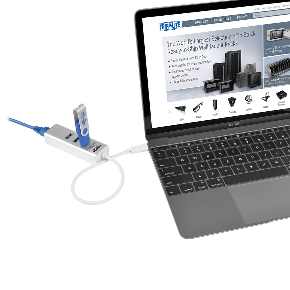 TRIPP LITE U460-003-3A1G PORTABLE USB 3.1 GEN 1 GIGABIT ETHERNET ADAPTER 3-PORT
