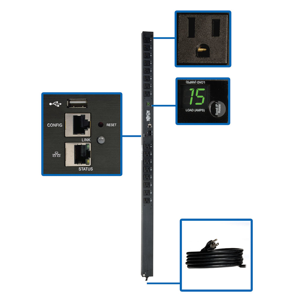 Tripp Lite PDUMV15NETLX PDU 1.4kW 16 Outlet Switched Power Distribution Unit Image 1