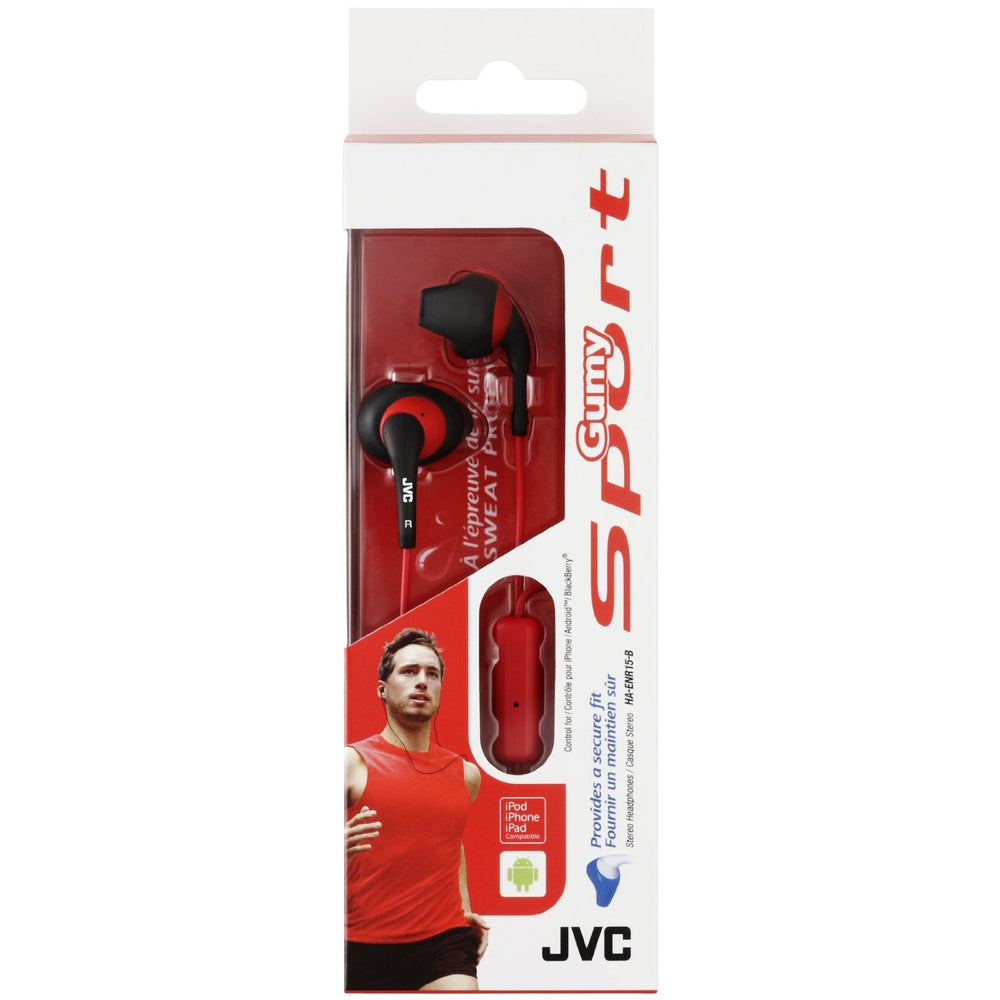 JVC HA-ENR15B Gumy Sport Headset Wired In-Ear Sports Black Red