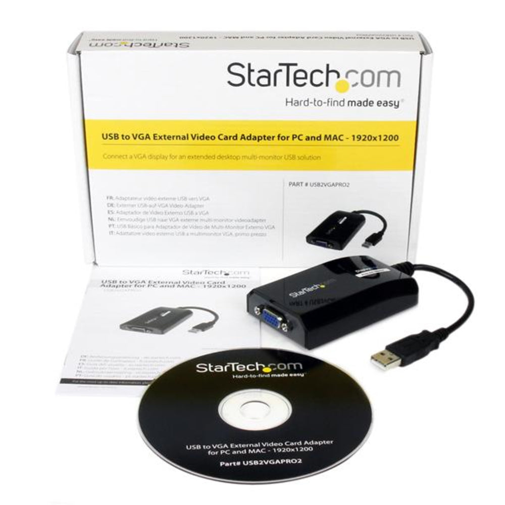 Startech USB2VGAPRO2 USB to VGA Adapter External Video 1920 x 1200 pixels Black