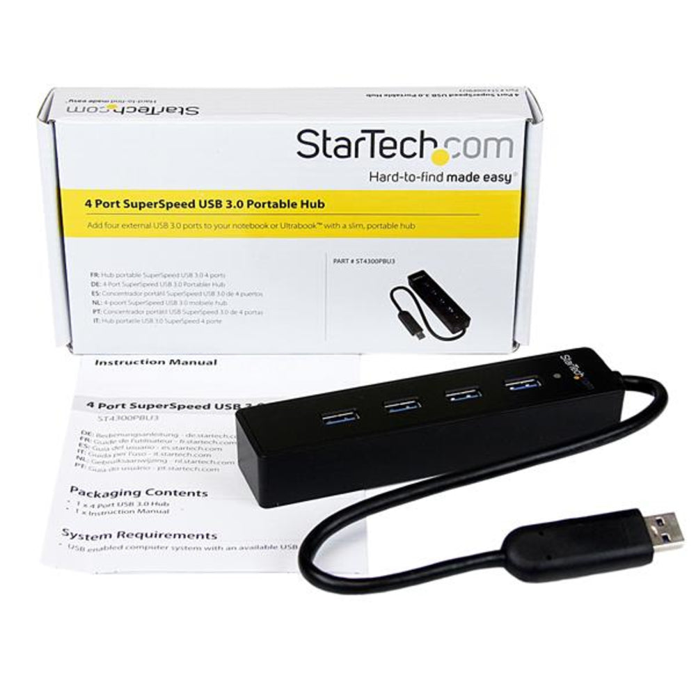 StarTech.com ST4300PBU3 StarTech Cable 4Port Portable SuperSpeed USB3.0 Hub