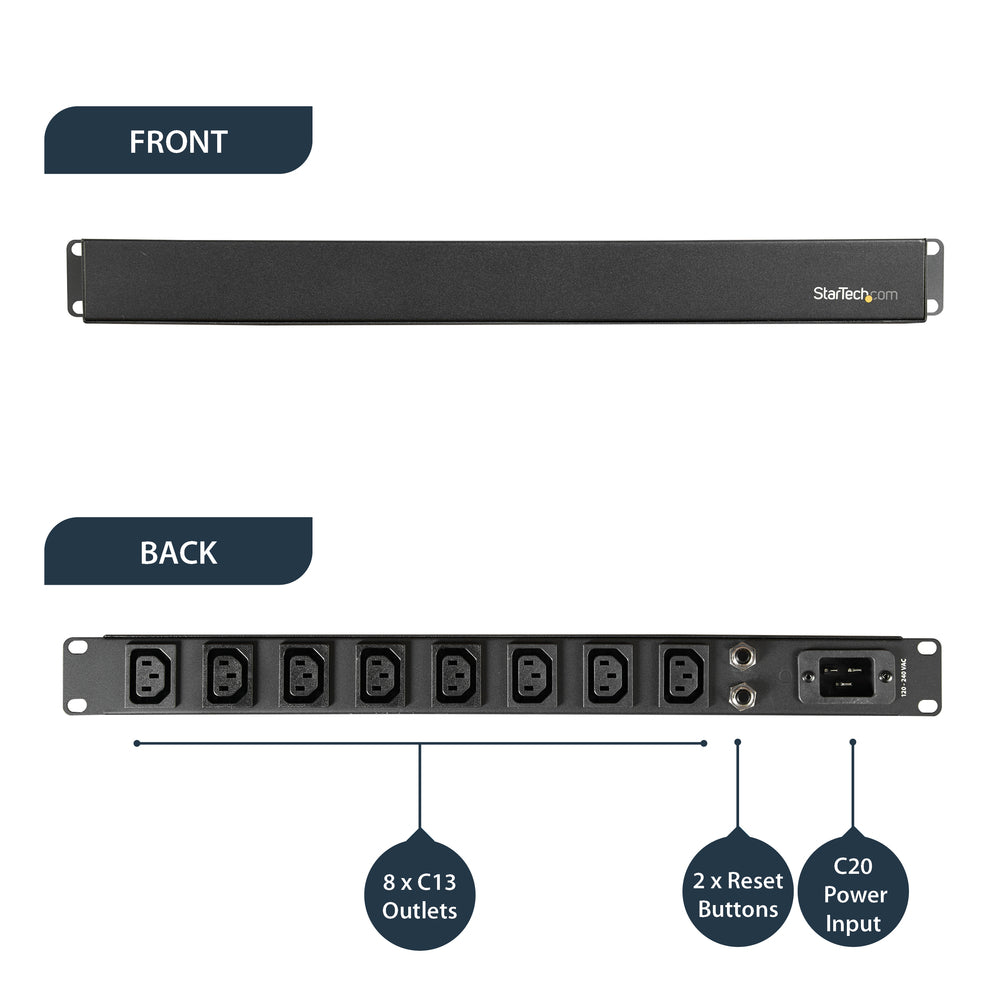 StarTech.com PDU08C13H StarTech Accessory 8 Port Rack-Mount PDU C13 Outlets 16A